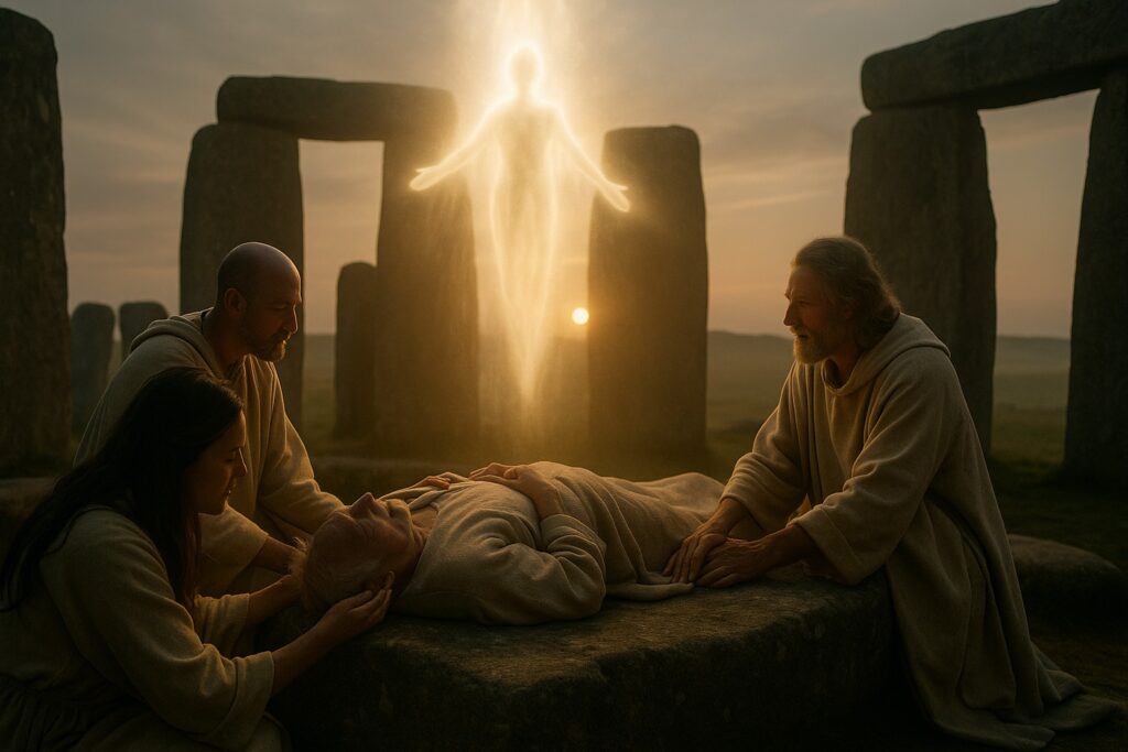 Geist verlässt den Körper vor Stonehenge